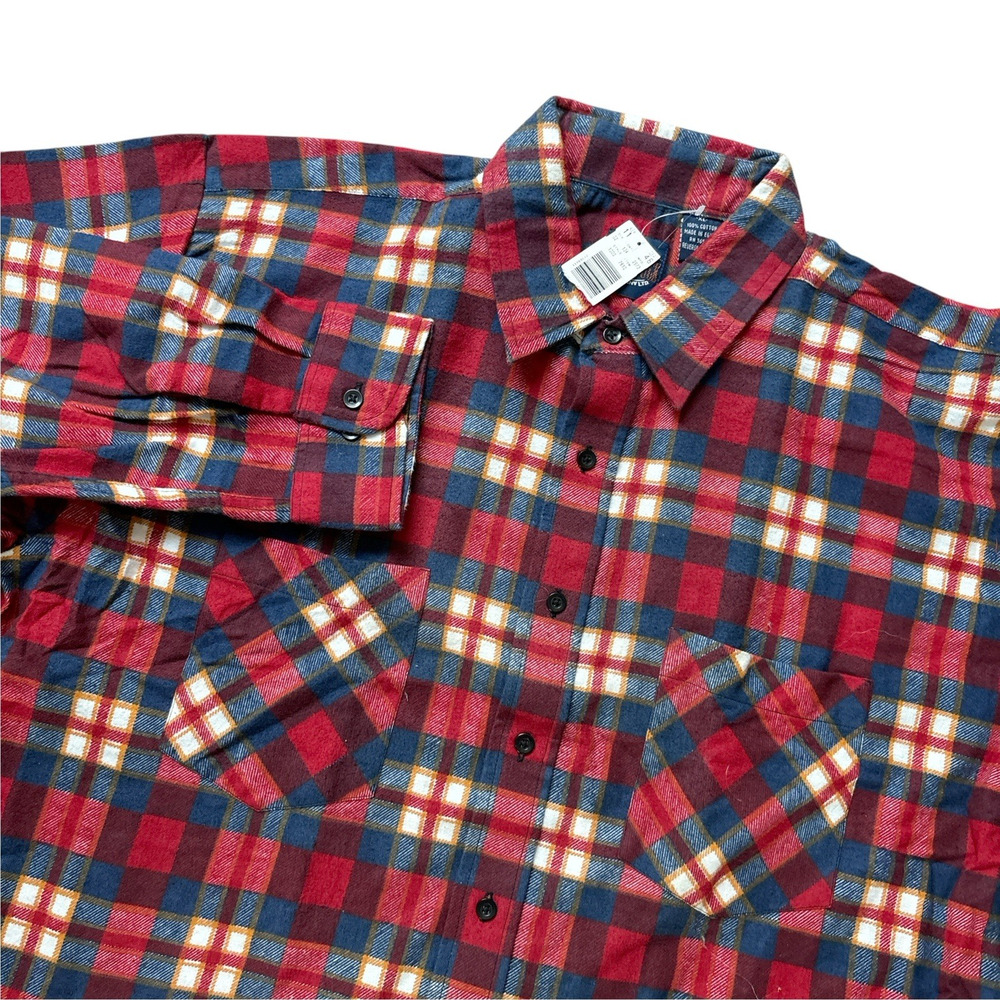 Vtg 80s Saugatuck Dry Goods Flannel Shirt Mens XL Red Plaid New Old Stock Kmart